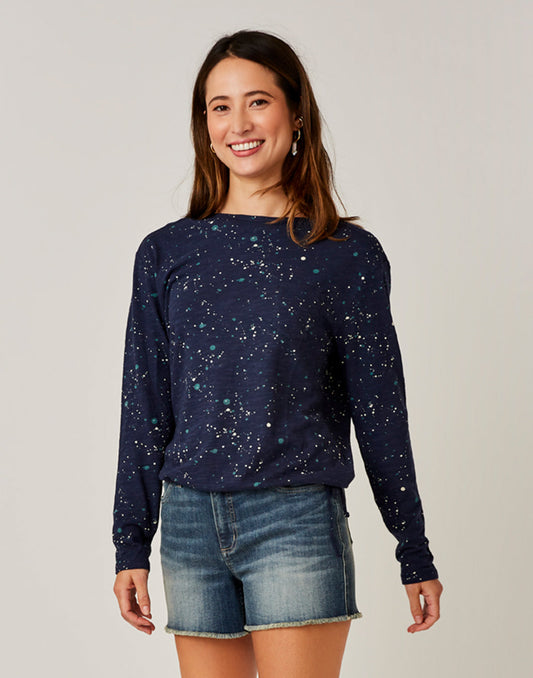 Lorena Top: Navy Paint Splatter