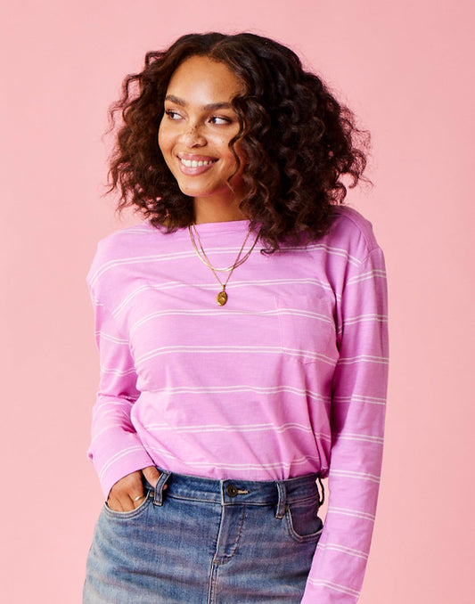 Lorena Top: Lt. Fuchsia Stripe