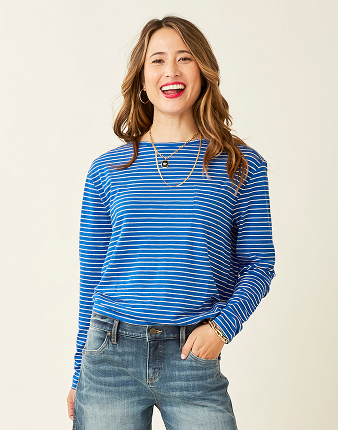 Lorena Top: Royal Stripe