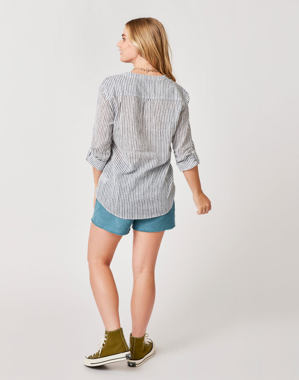 Dylan Gauze Tunic: Navy Milos Stripe