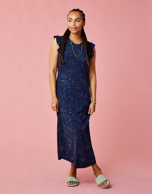 Maeve Dress: Navy Paint Splatter