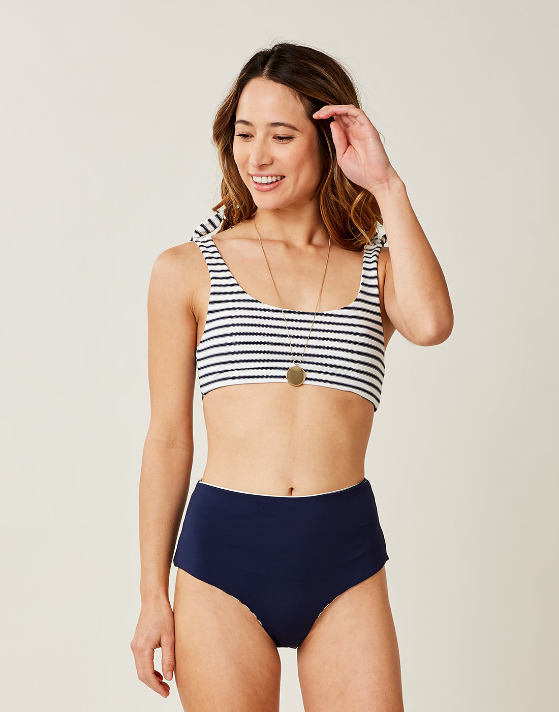 Erin Reversible Bottom: Dash Stripe/Navy