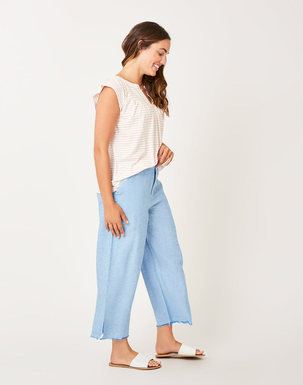 Kinsley Top: Cloud Dk. Azalea Stripe