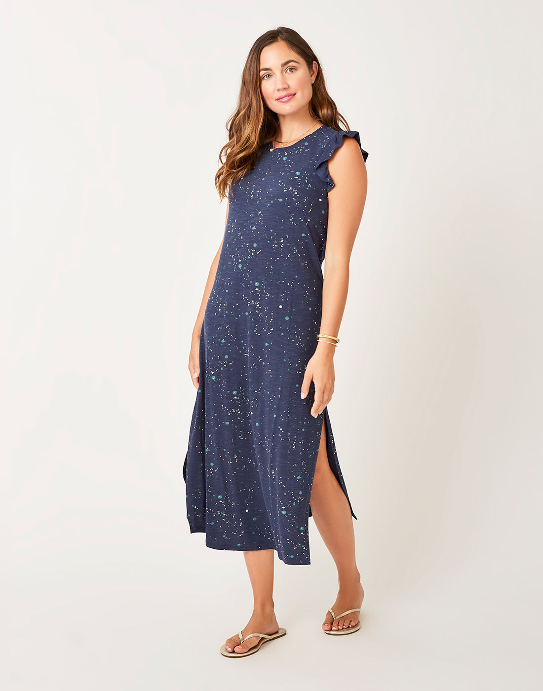 Maeve Dress: Navy Paint Splatter