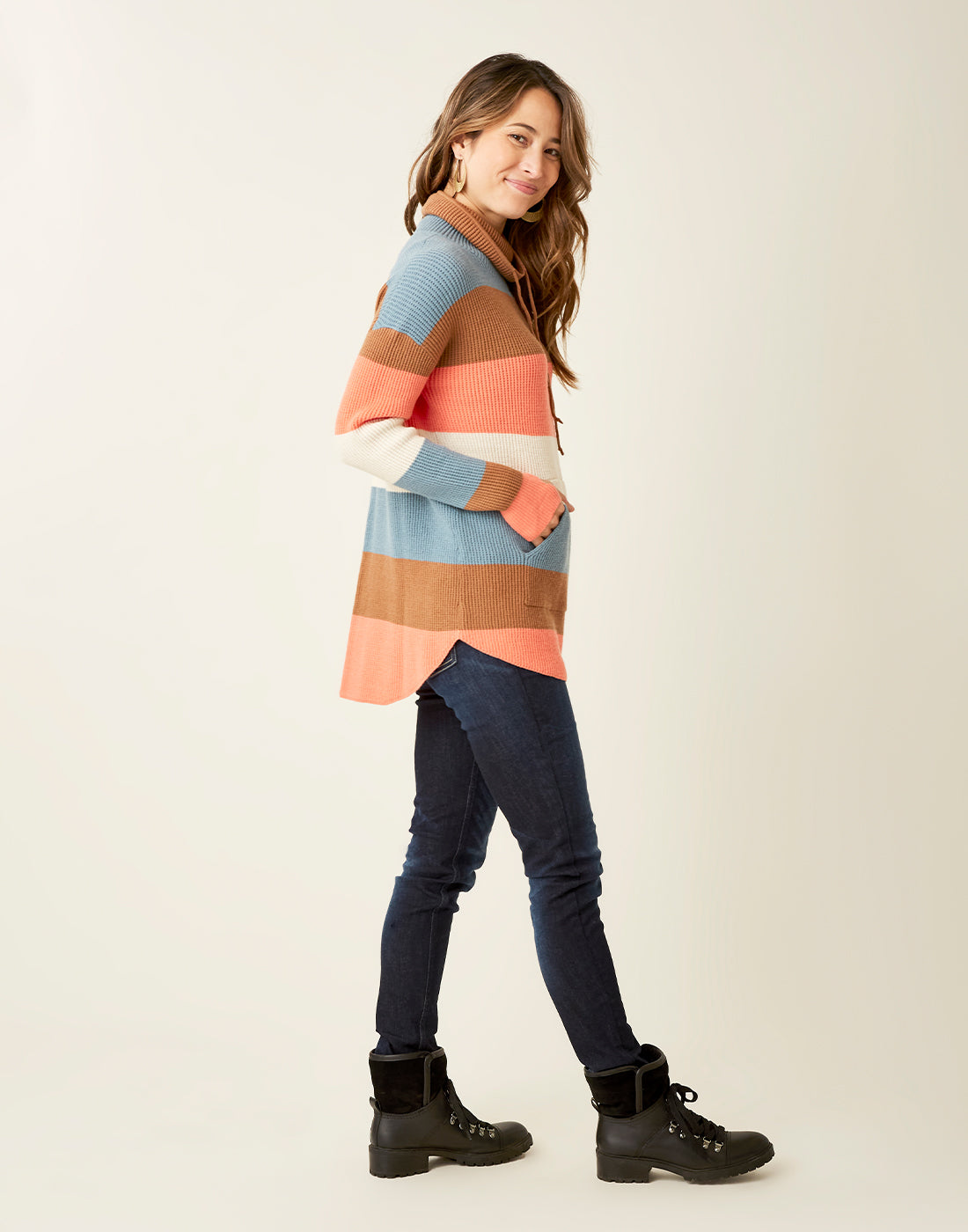 Rockvale Sweater: Coral Bold Stripe - FINAL SALE