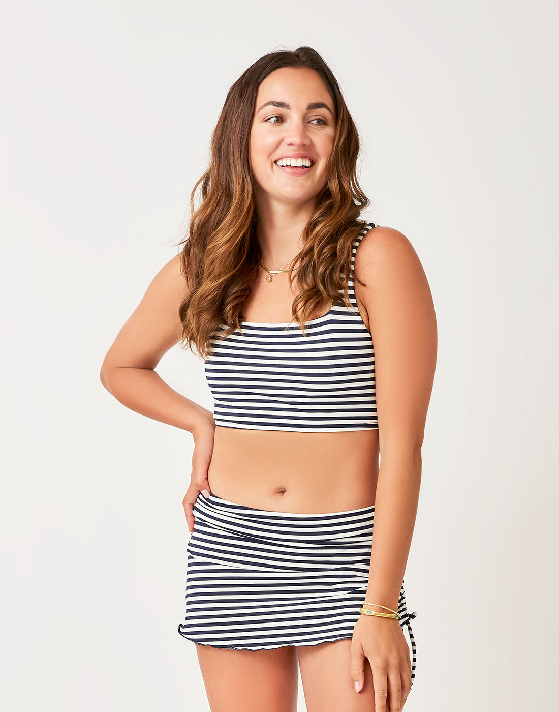 Hoku Swim Skirt: Navy Stripe