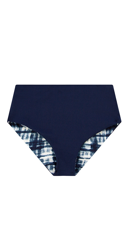 Erin Reversible Bottom: Navy Tie Dye/Navy Rib