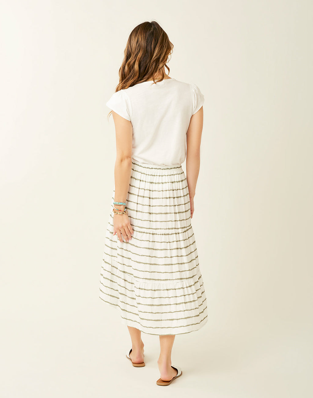Grace Skirt: Olive Tie Dye Stripe