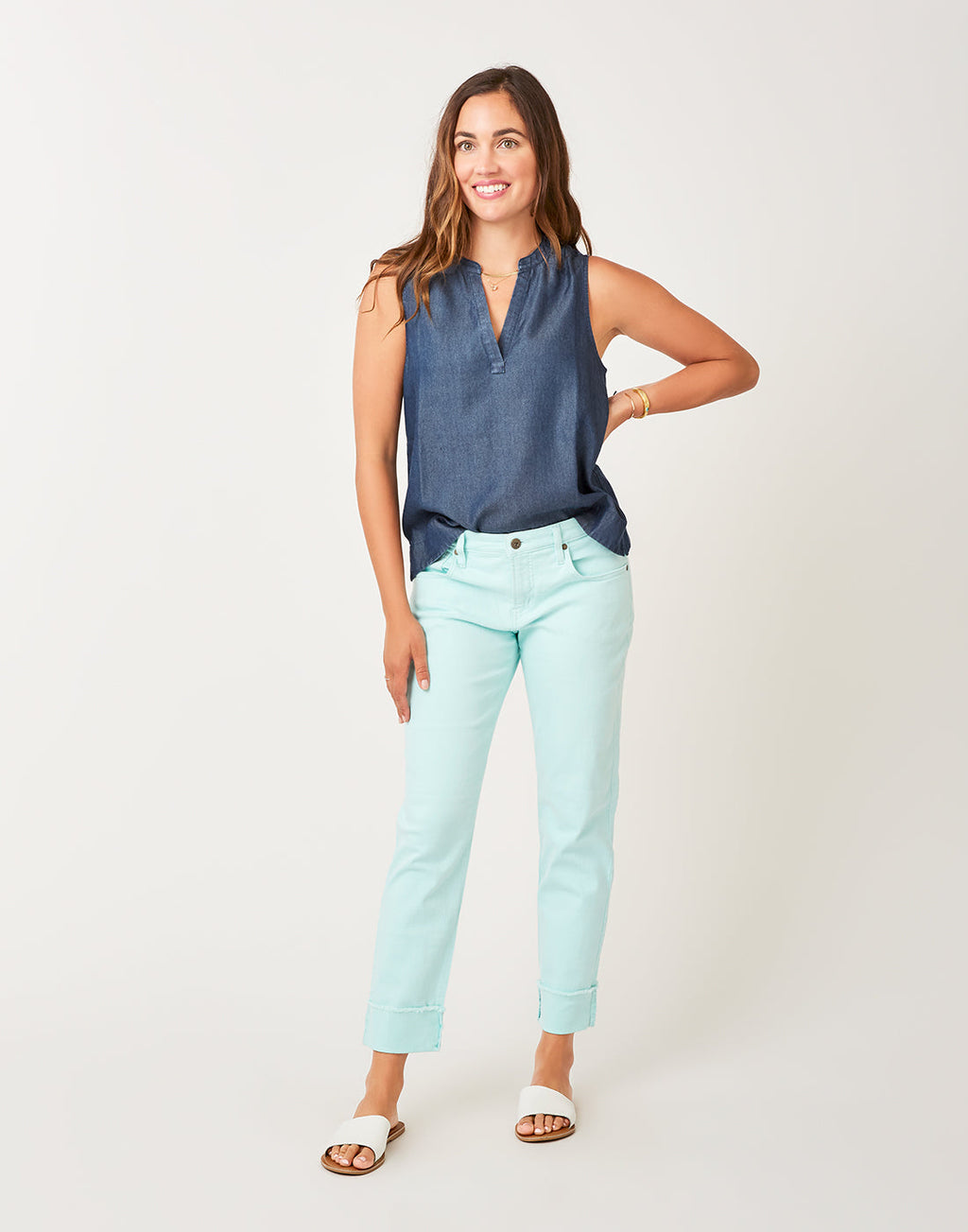 Dylan Tencel Tank: Dark Chambray