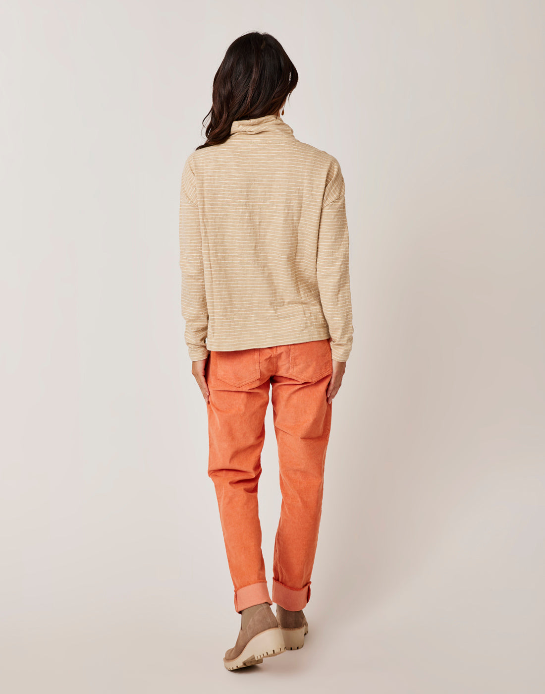 Bodie Funnel Neck: Lt. Khaki Stripe