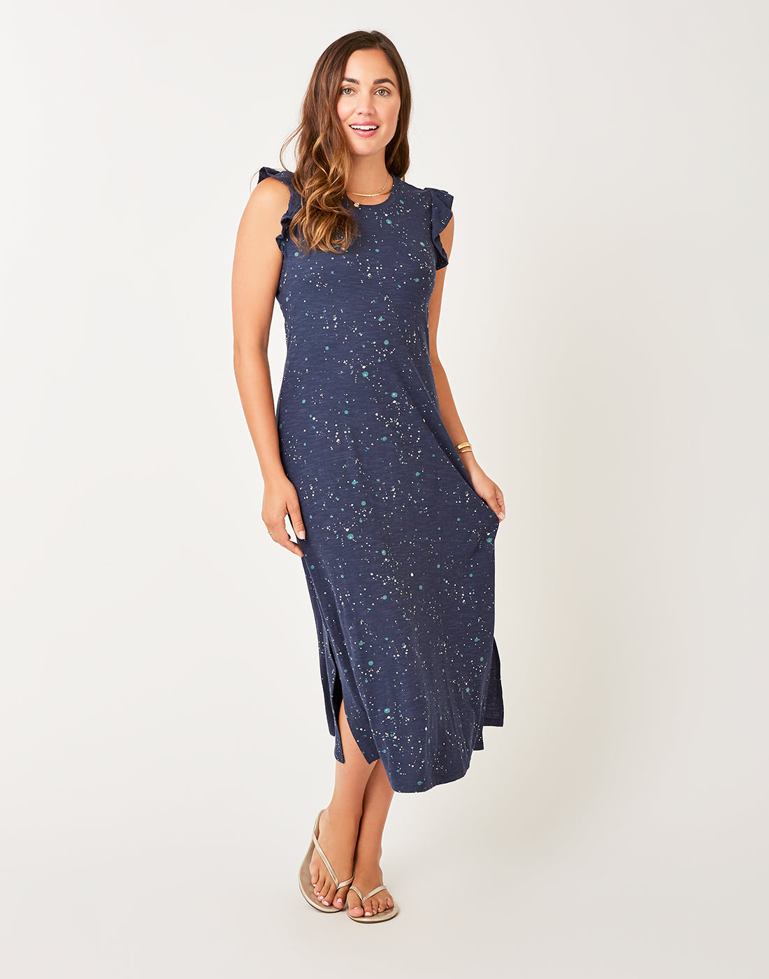 Maeve Dress: Navy Paint Splatter