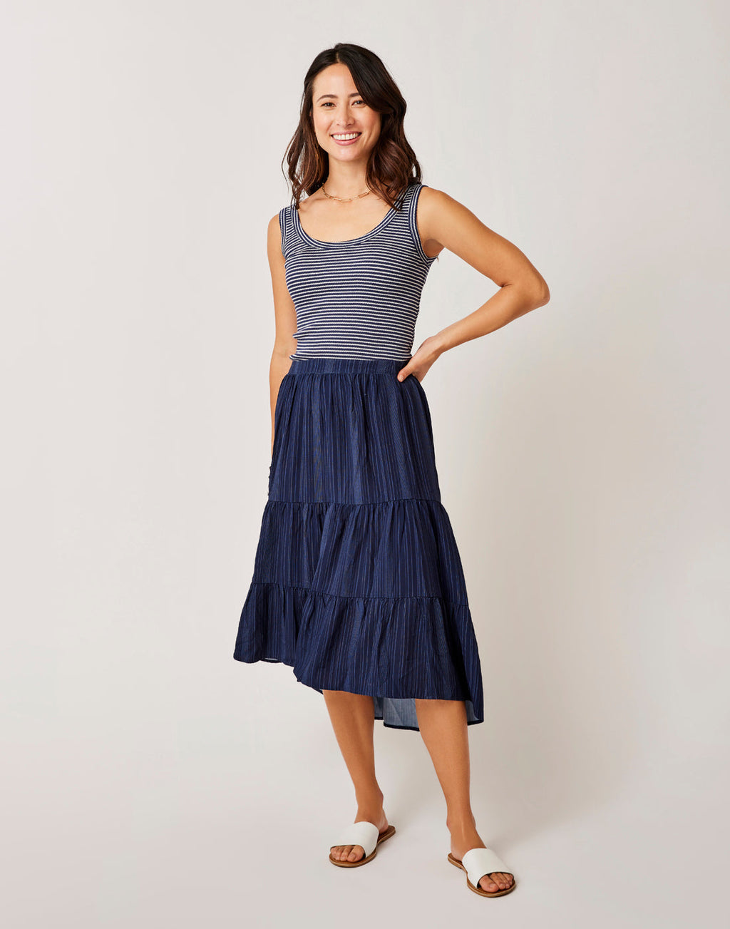 Grace Skirt: Navy Lau Stripe