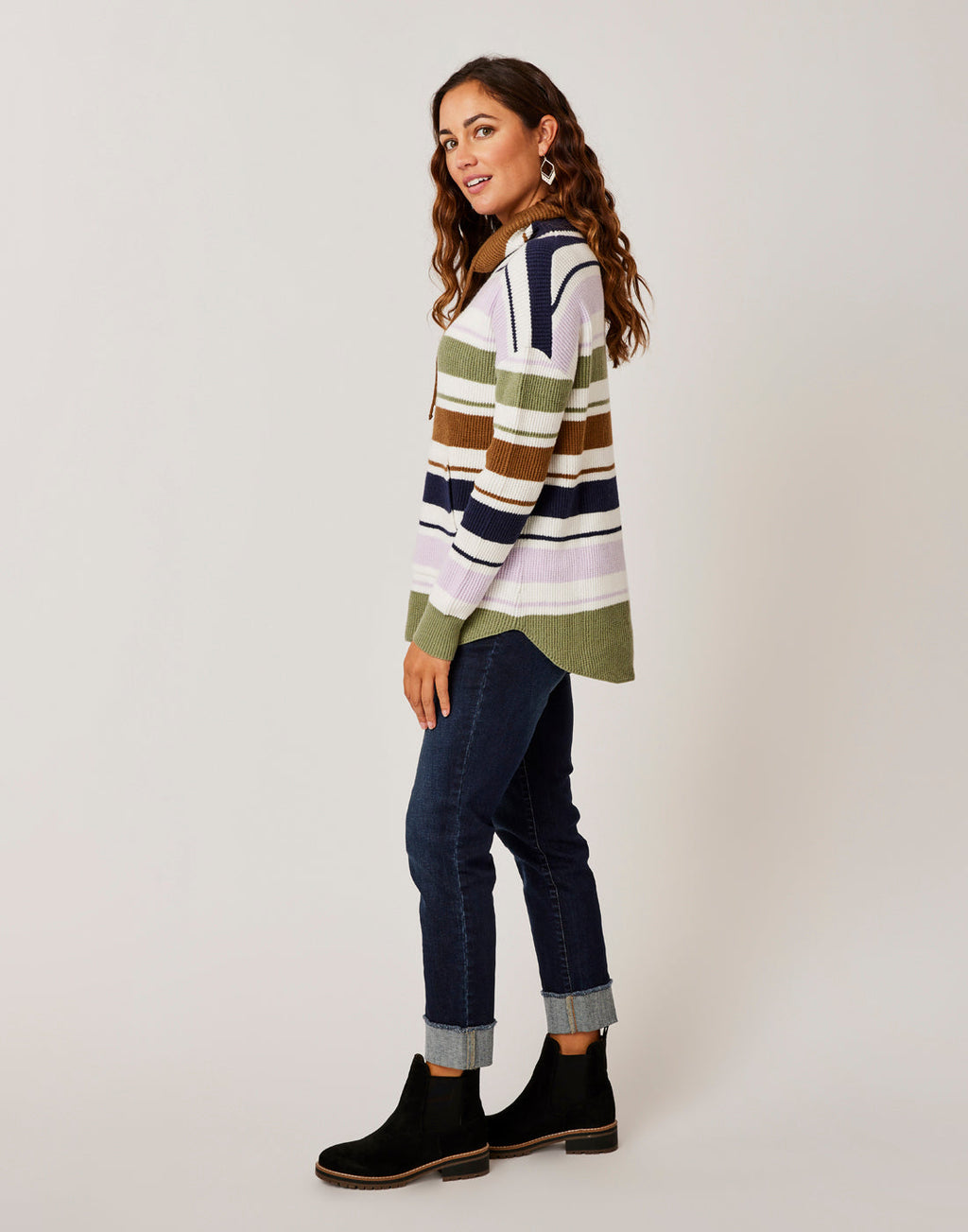 Rockvale Sweater: Olive Multi Stripe