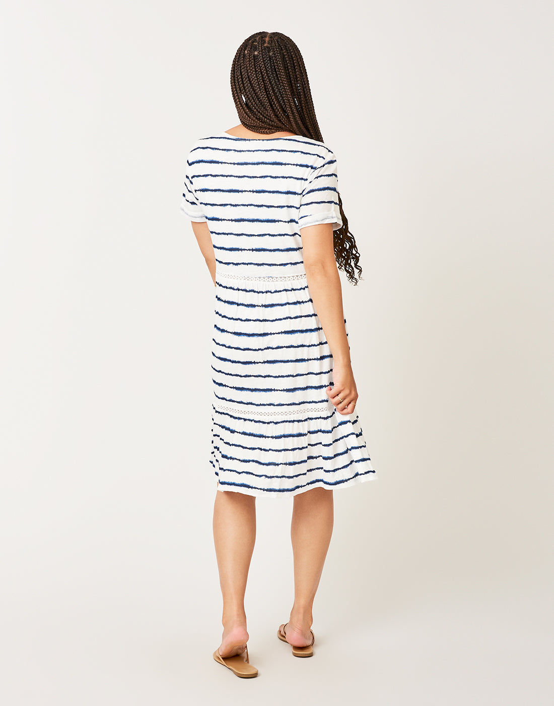 Gemma Dress: Navy Tie Dye Stripe
