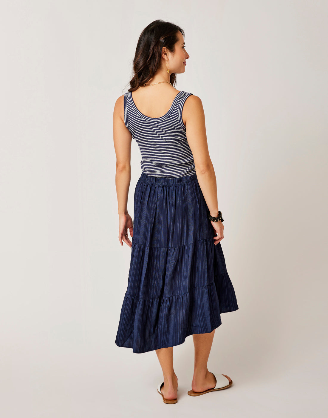 Grace Skirt: Navy Lau Stripe