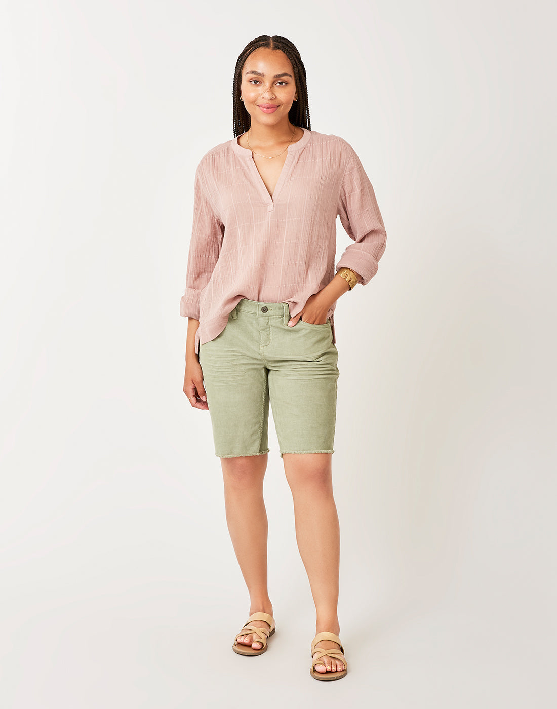 Davis Textured Top: Fawn