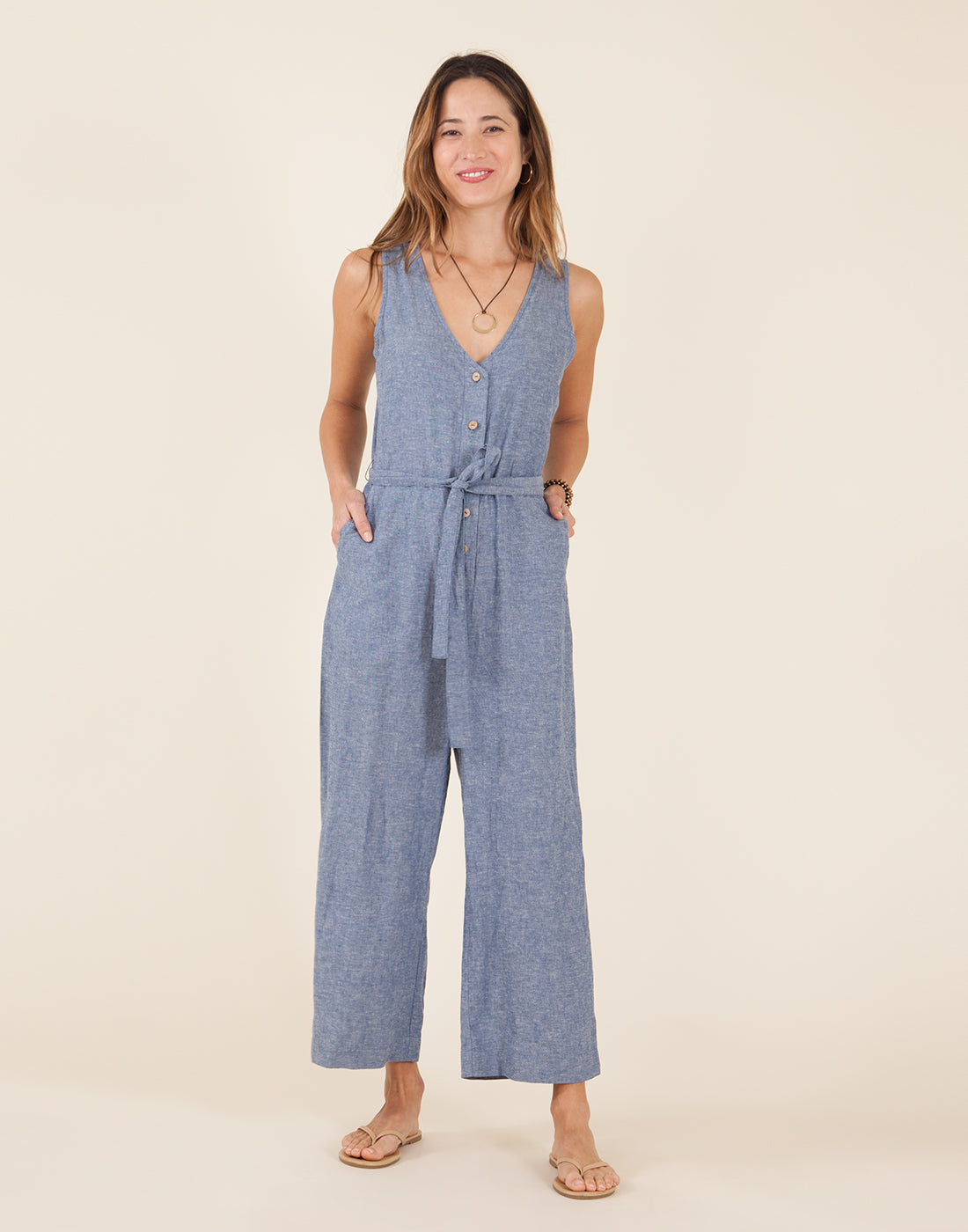 Bonfire Jumpsuit: Blue Chambray - FINAL SALE