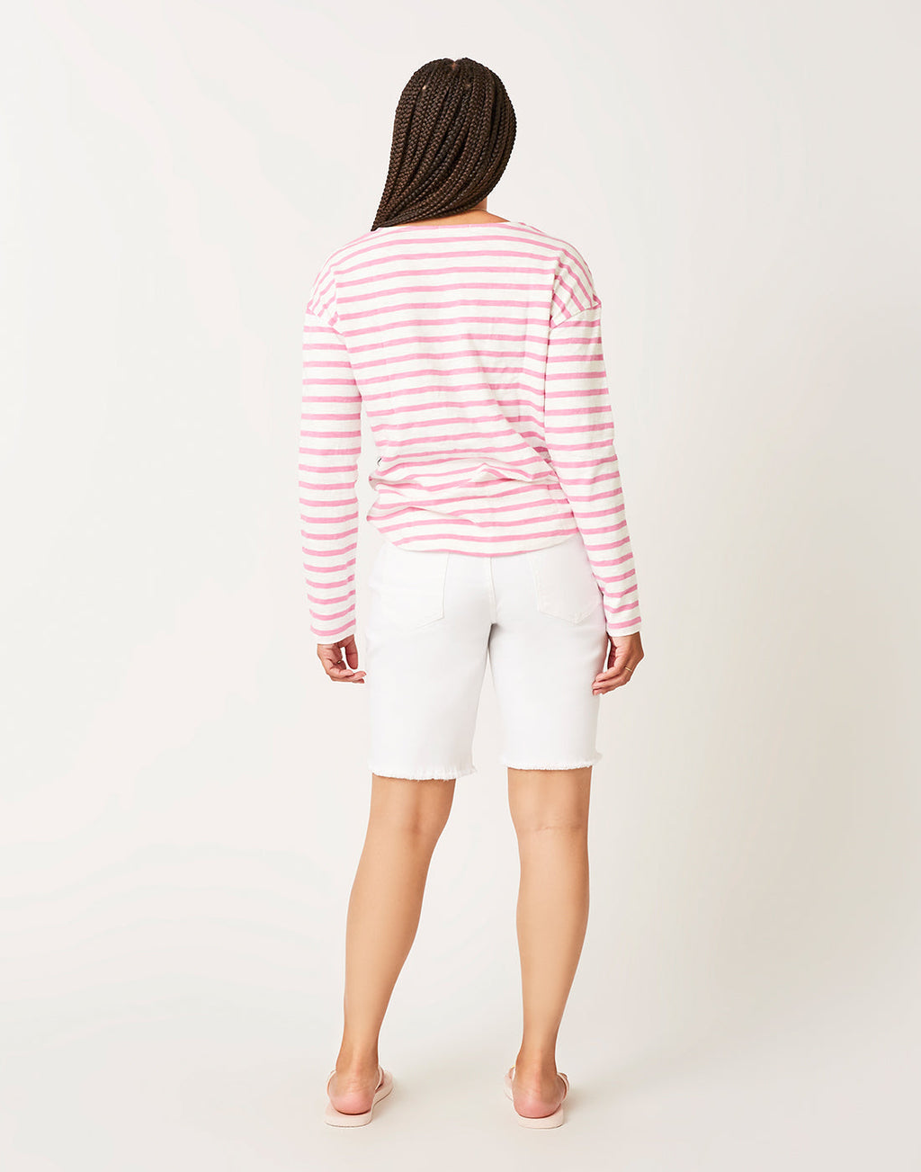 Alexis Top: Cloud Lt. Fuchsia Stripe