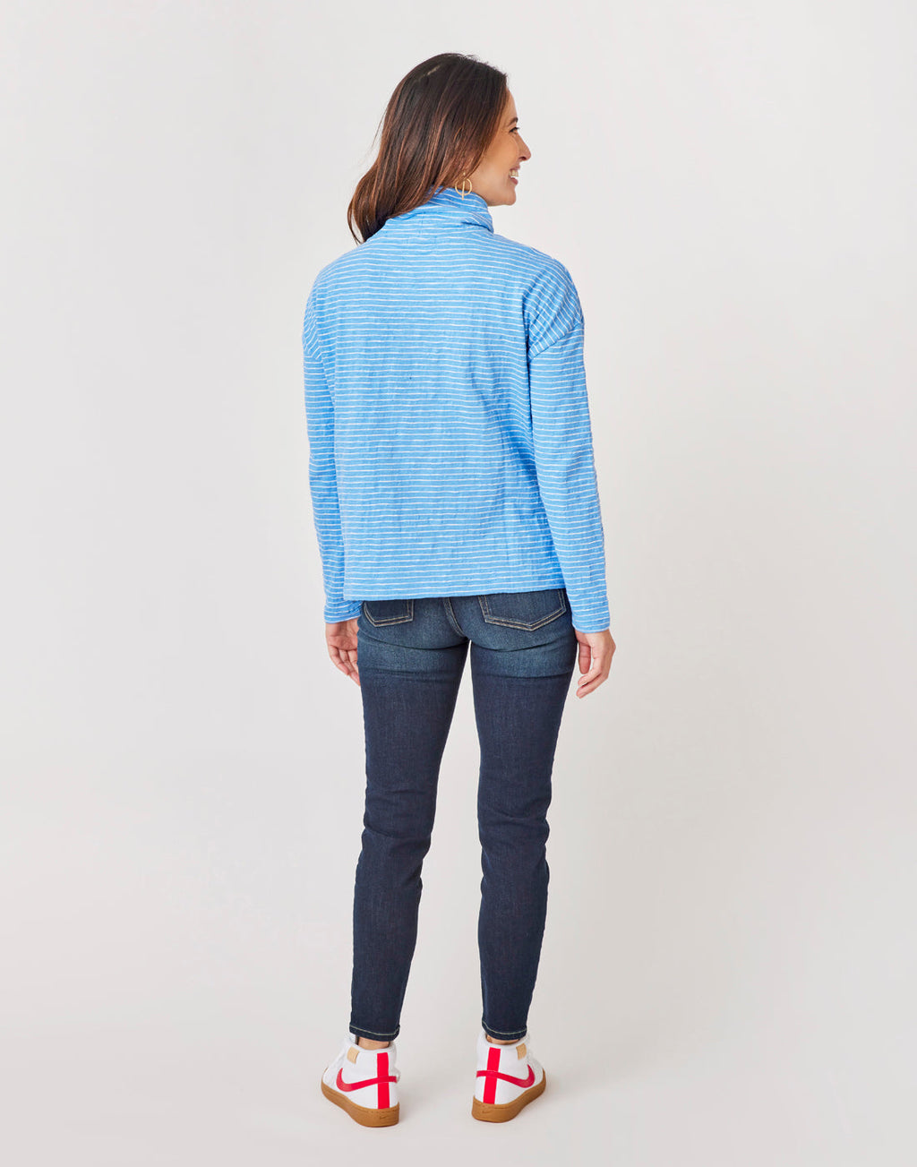Bodie Funnel Neck: Bluebay Stripe