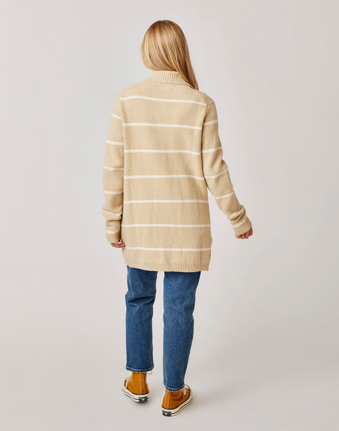 Gwen Sweater Coat: Khaki Stripe