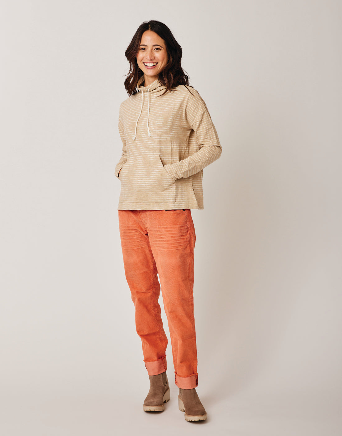 Bodie Funnel Neck: Lt. Khaki Stripe