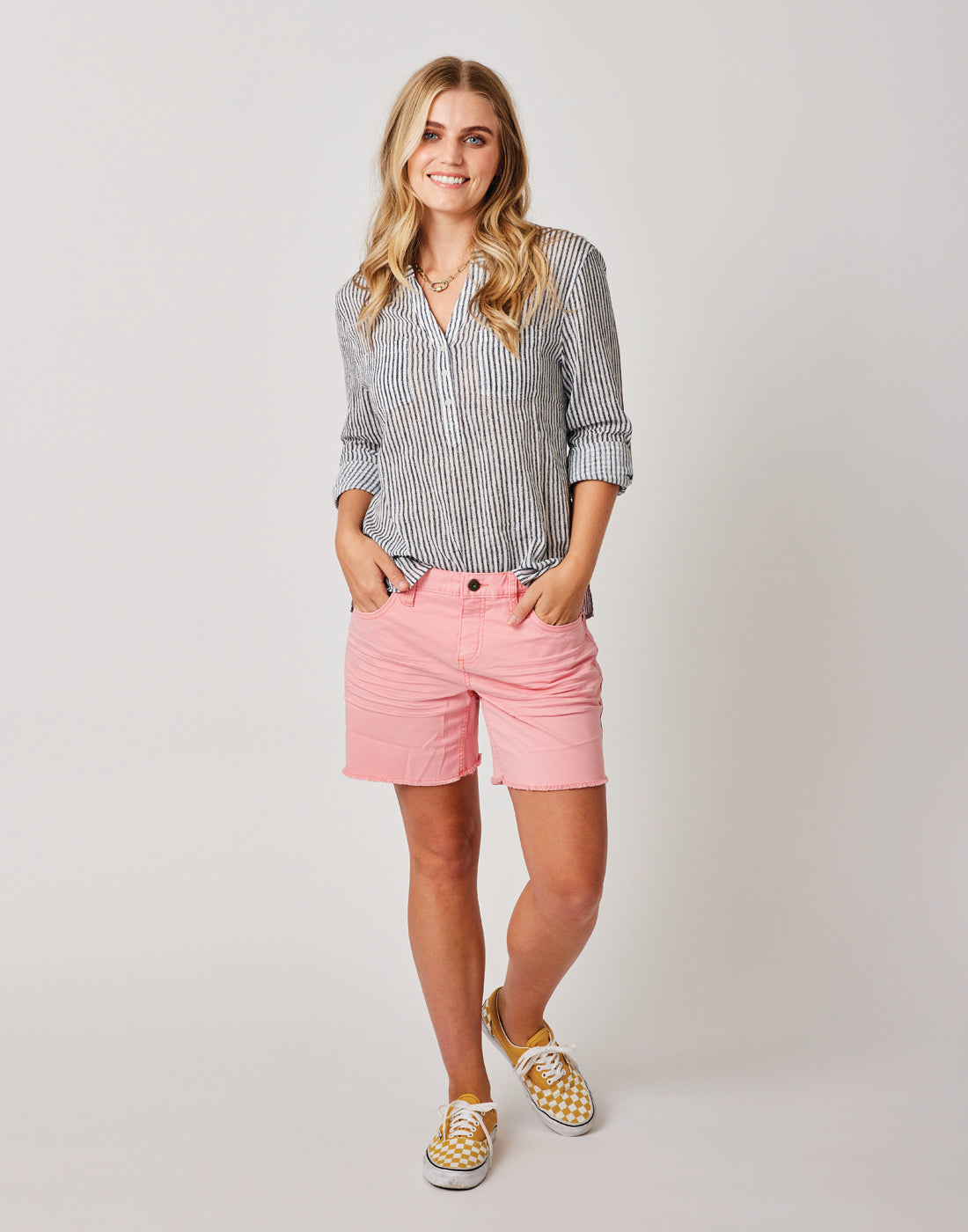 Dylan Gauze Shirt: Navy Milos Stripe