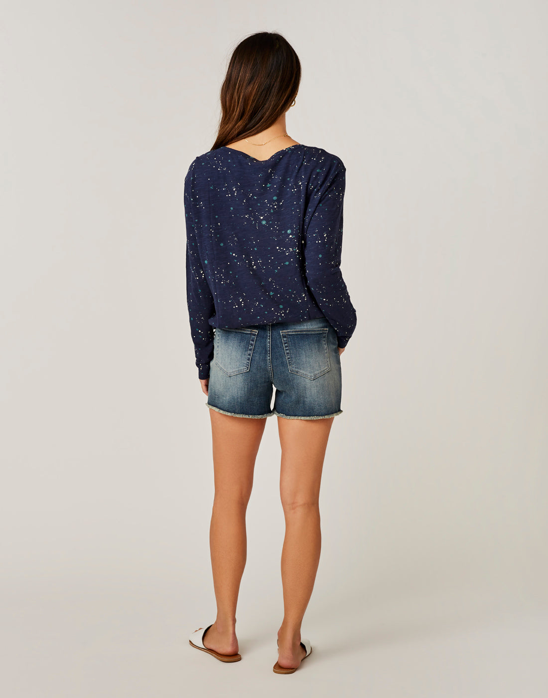 Lorena Top: Navy Paint Splatter