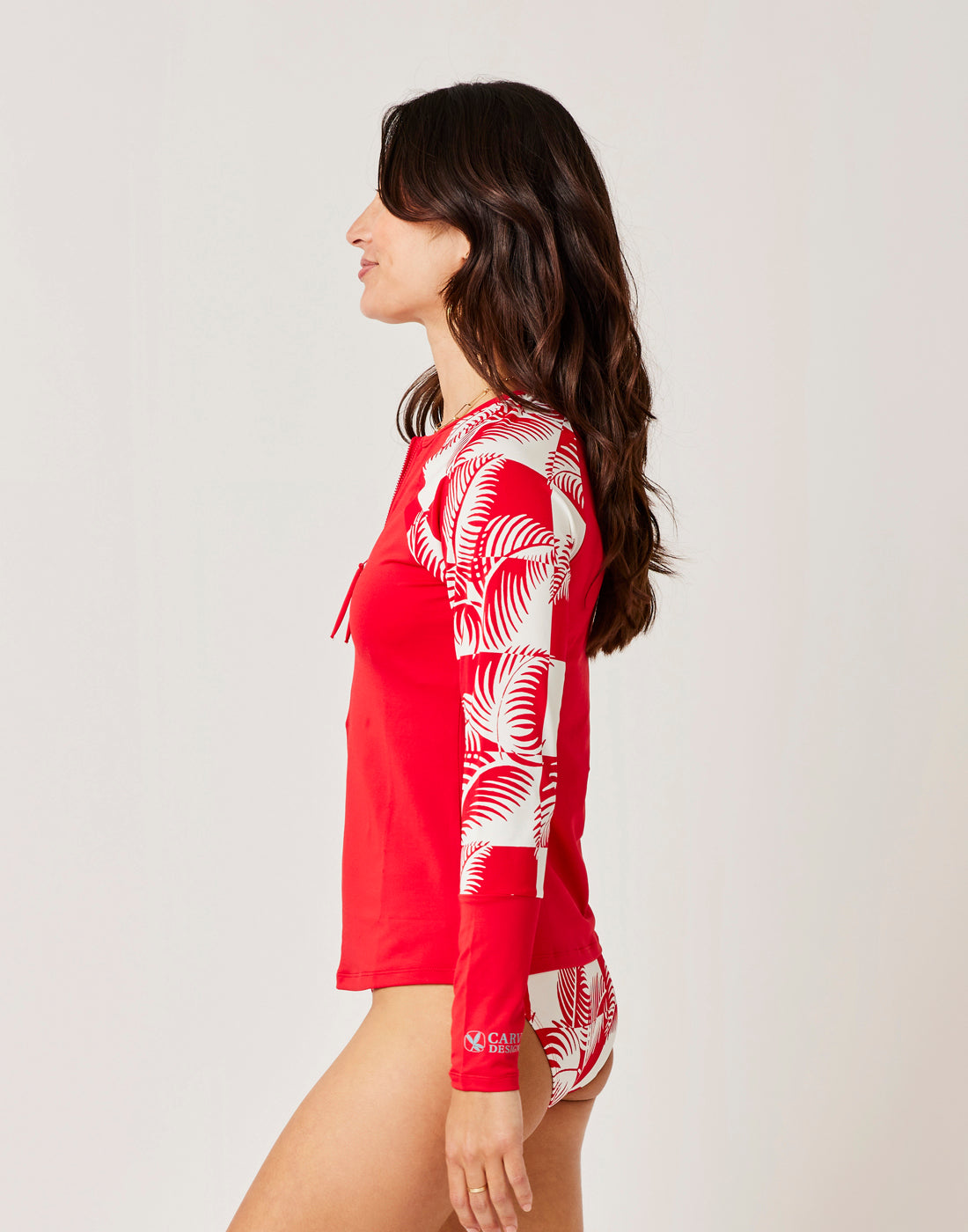 Kona Rashguard: Hot Red w. Checkered Palm