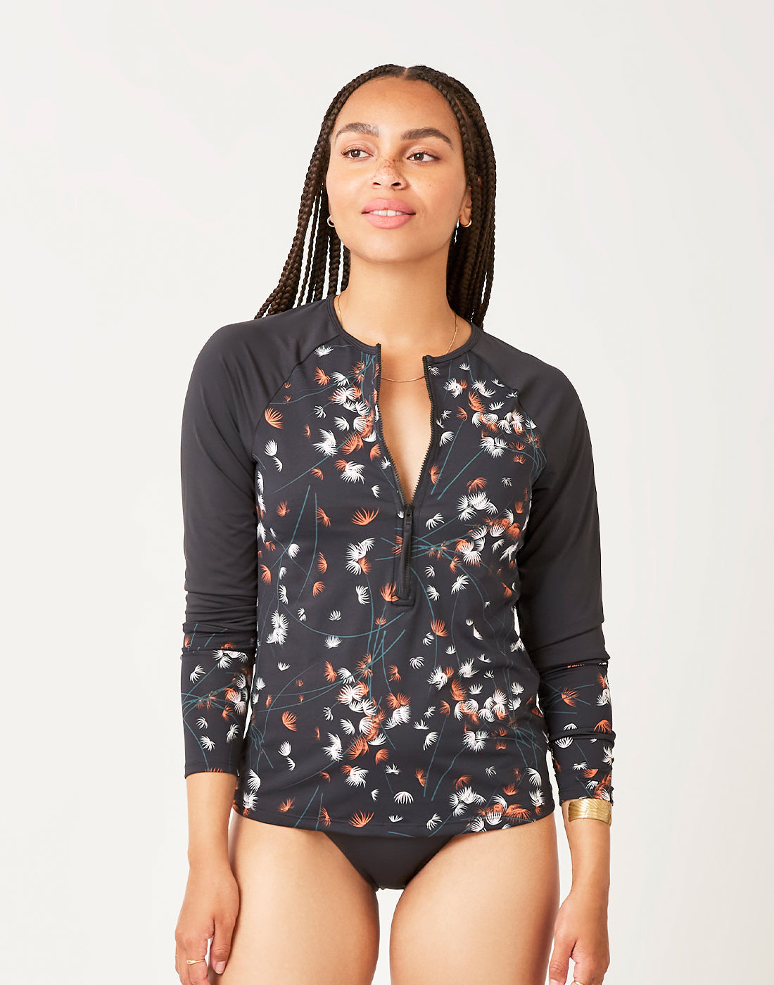 Kona Rashguard: Feather Floral w. Black