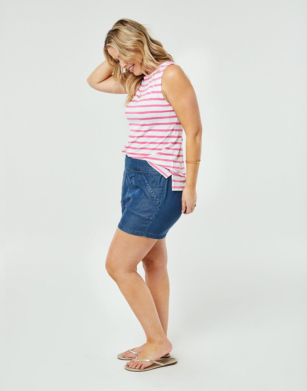 Robins Tank : Hibiscus Stripe - FINAL SALE