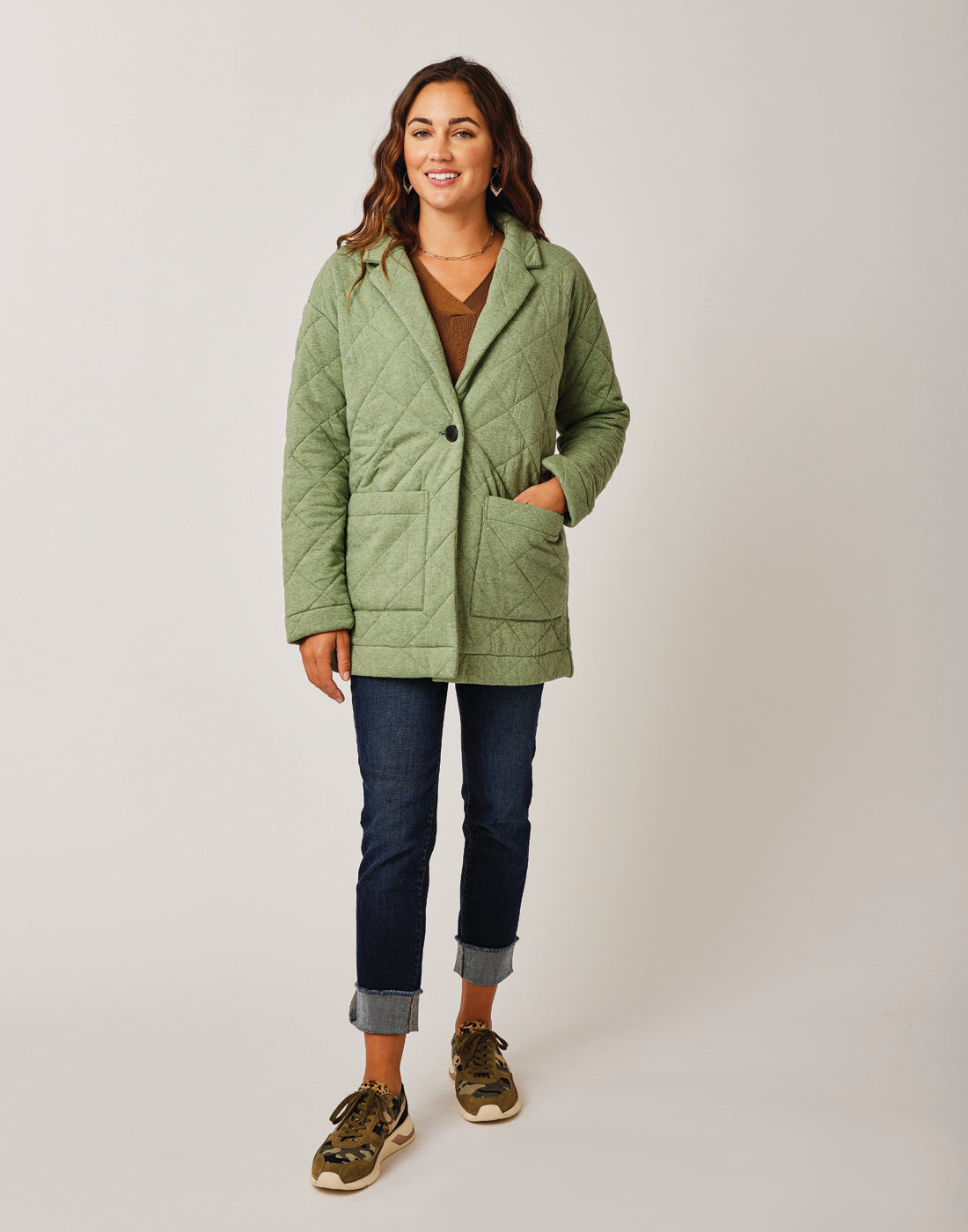 Maggie Quilted Topper: Olive Heather