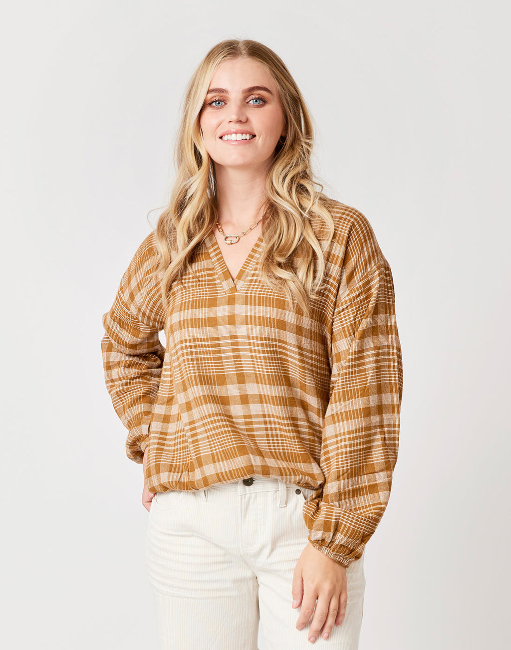 Shelby Top: Cocoa Plaid