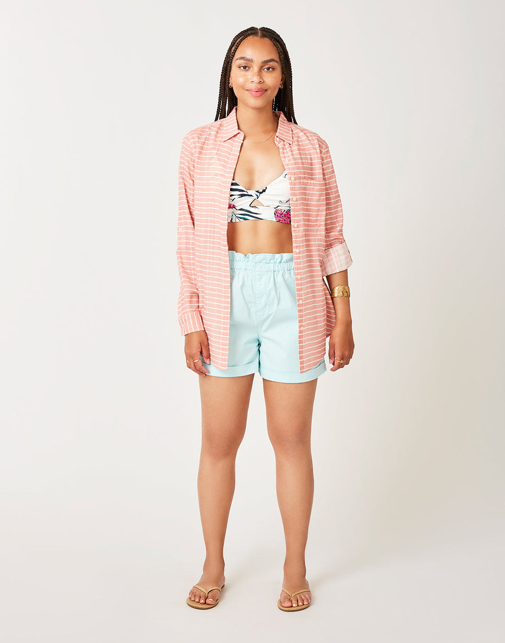 Quinn Tunic: Dk. Azalea Harris Stripe