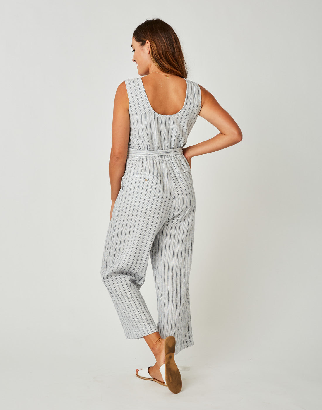 Bonfire Jumpsuit: Navy Byron Stripe