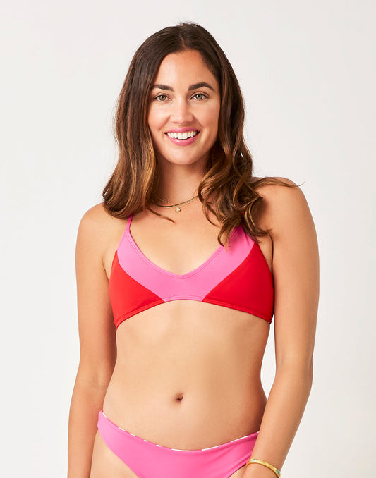 Tamarindo Colorblock Top: Fuchsia w. Hot Red