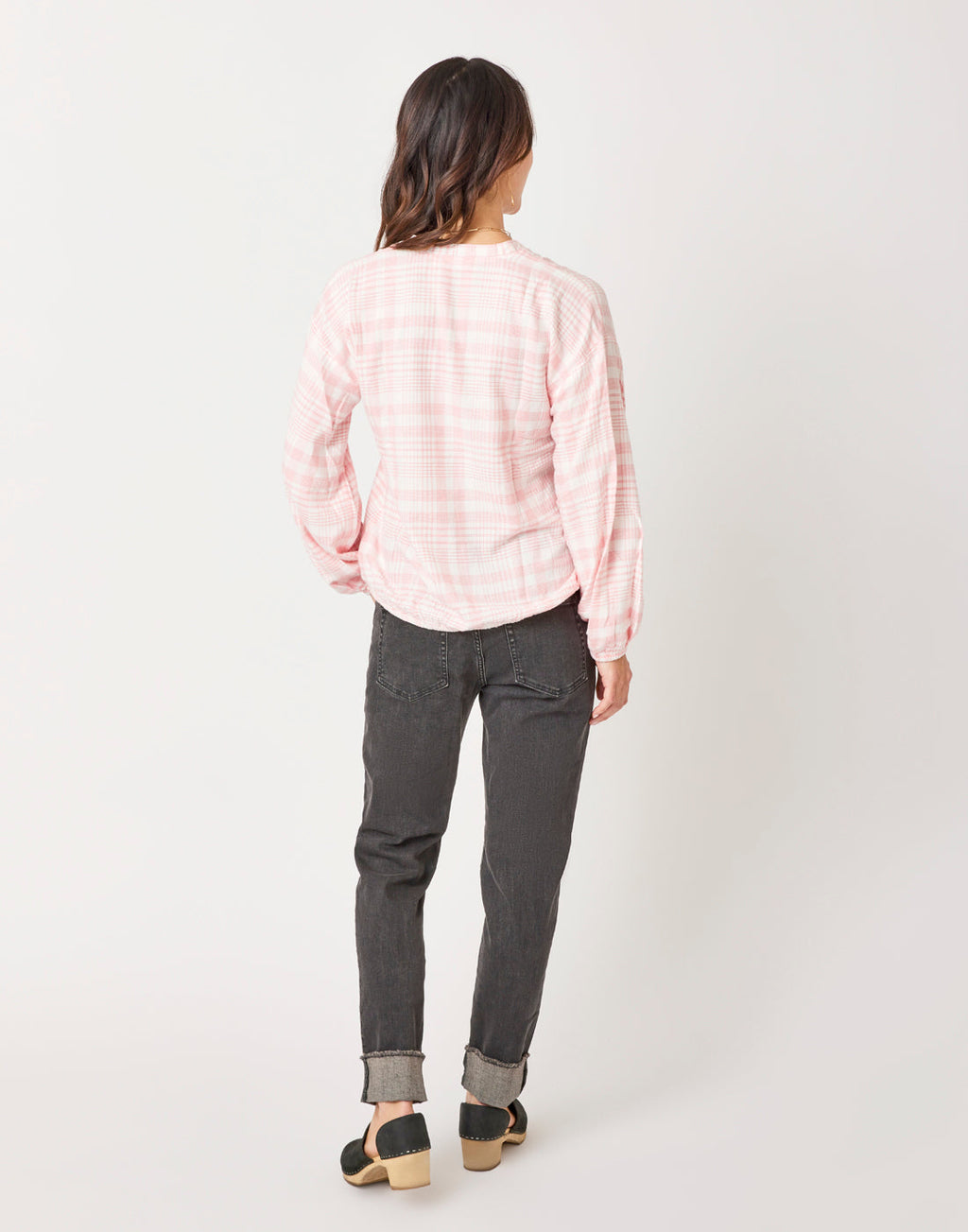 Shelby Top: Grapefruit Plaid