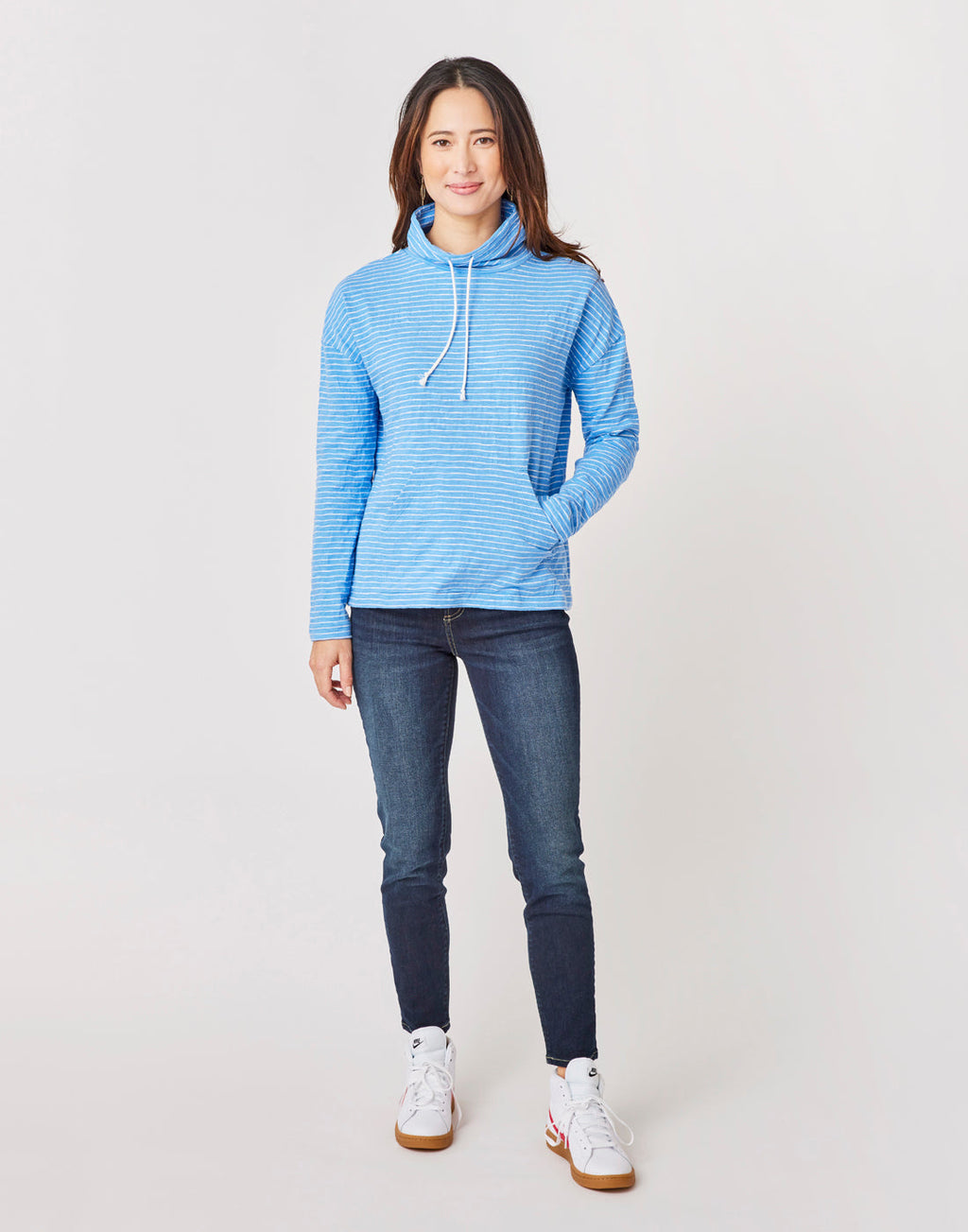 Bodie Funnel Neck: Bluebay Stripe