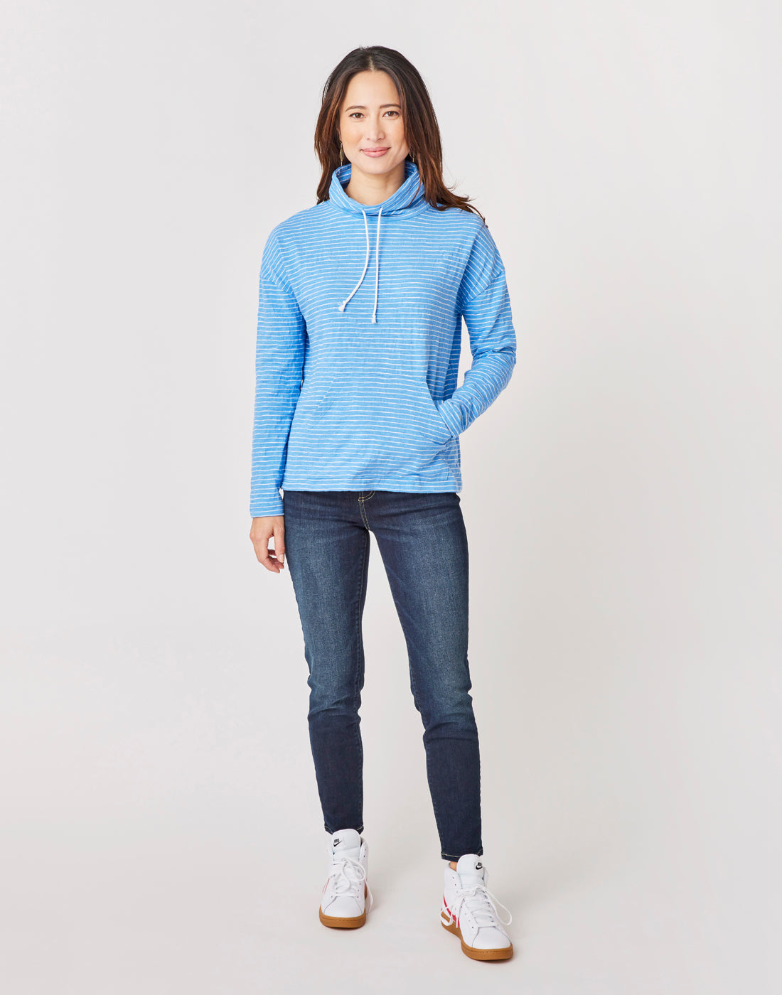 Bodie Funnel Neck: Bluebay Stripe