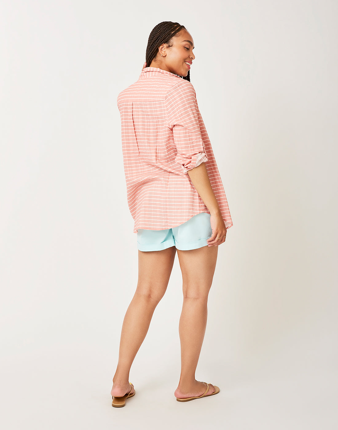 Quinn Tunic: Dk. Azalea Harris Stripe