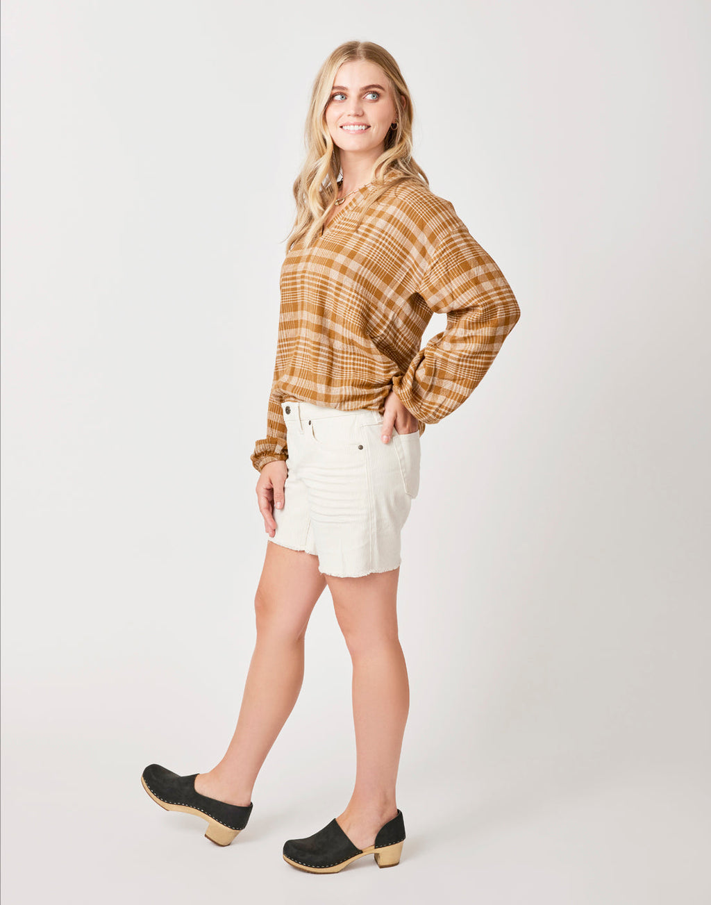 Shelby Top: Cocoa Plaid