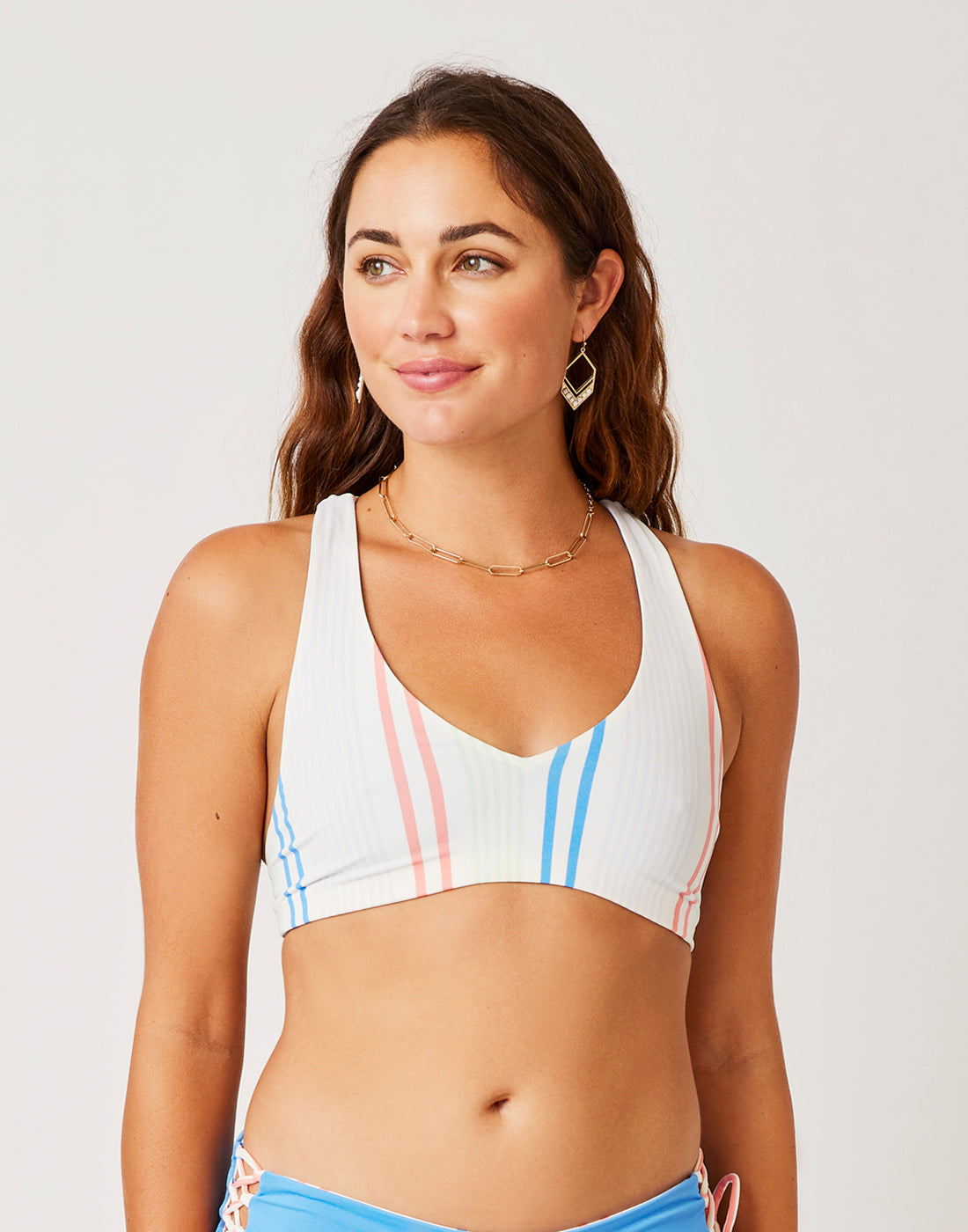 La Jolla Reversible Top: Sunny Stripe/Bluebay