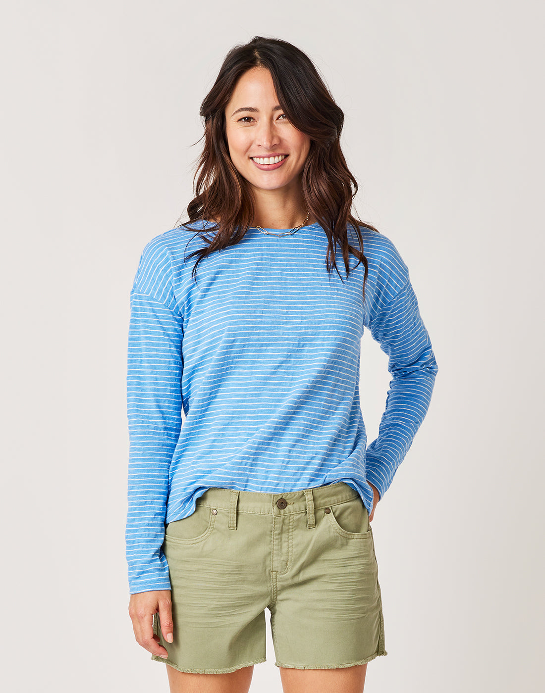 Alexis Top: Bluebay Stripe