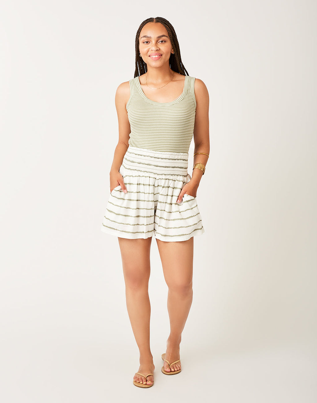 Ever Tank: Olive Rib Stripe