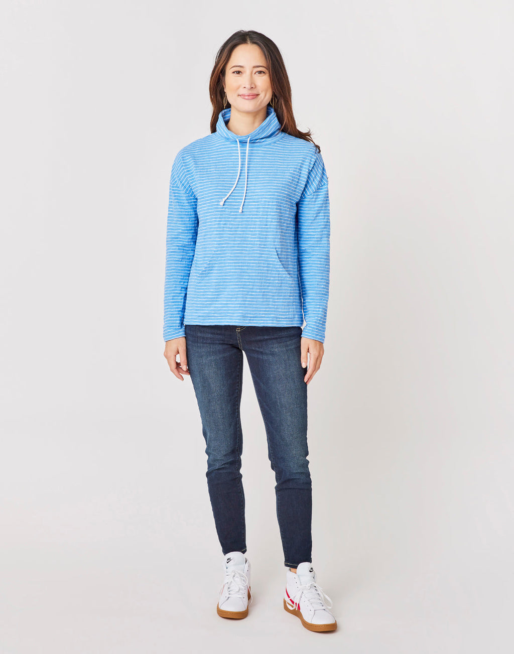 Bodie Funnel Neck: Bluebay Stripe