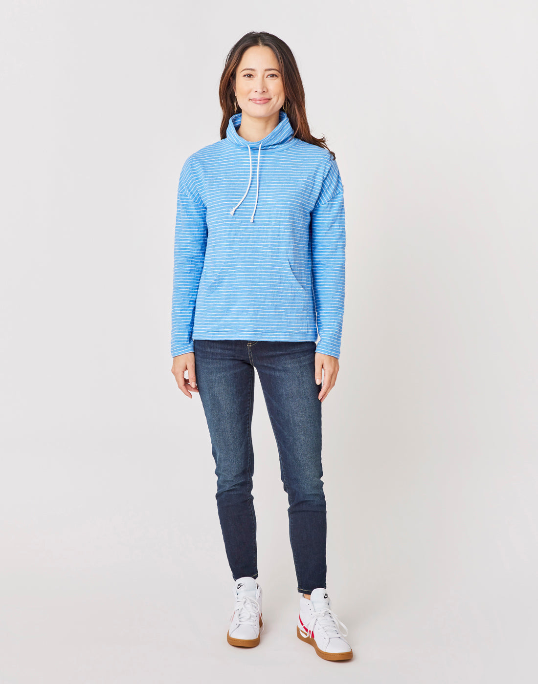 Bodie Funnel Neck: Bluebay Stripe