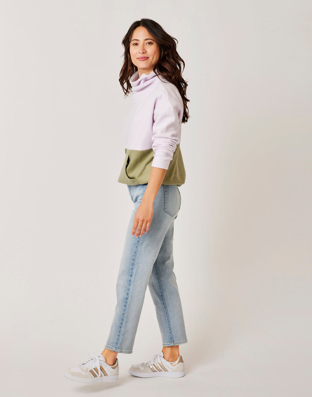 Rowayton Colorblock Cowl: Lavender w. Olive