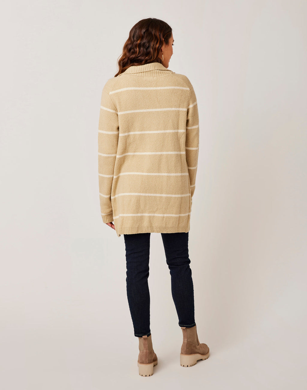 Gwen Sweater Coat: Khaki Stripe