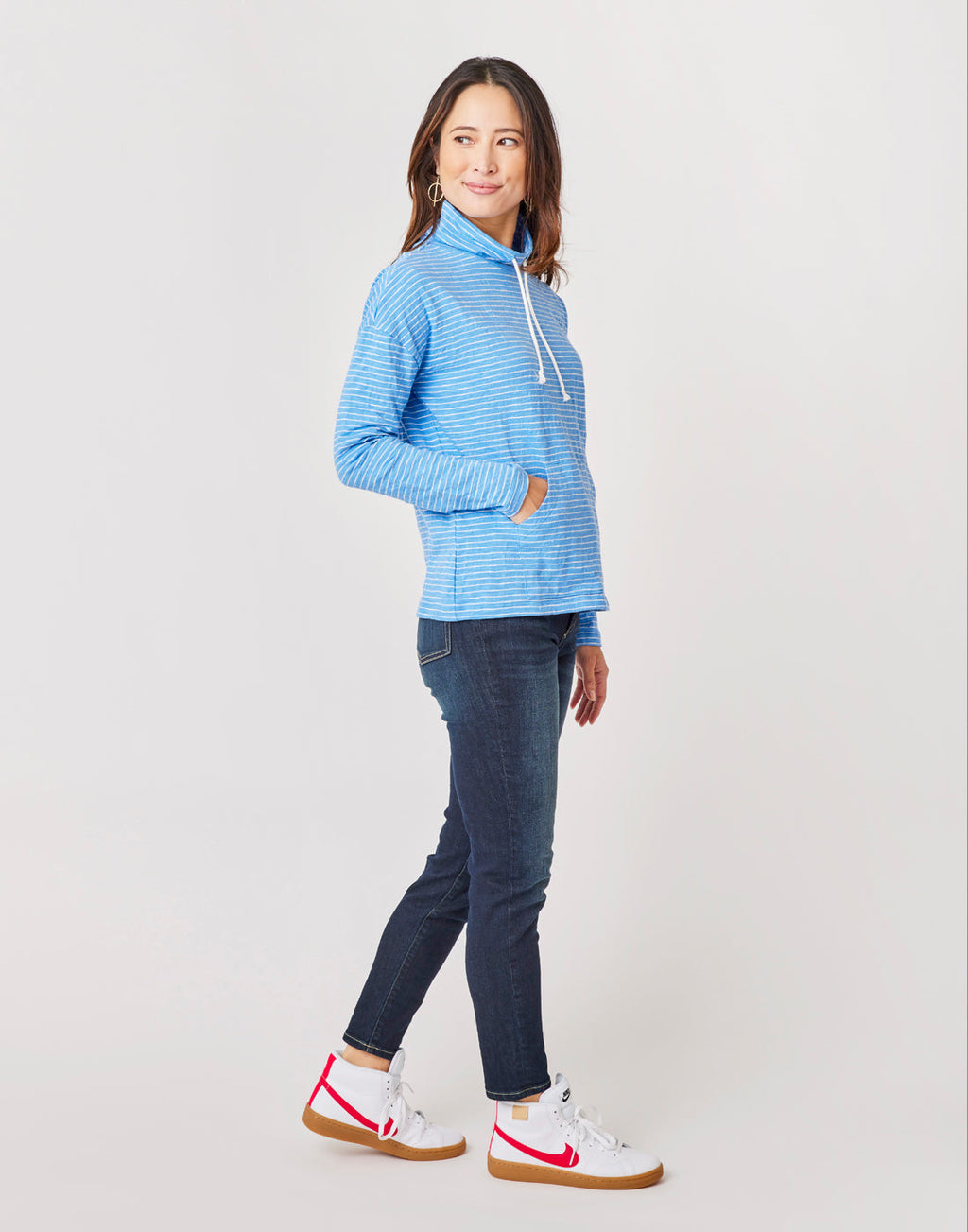 Bodie Funnel Neck: Bluebay Stripe