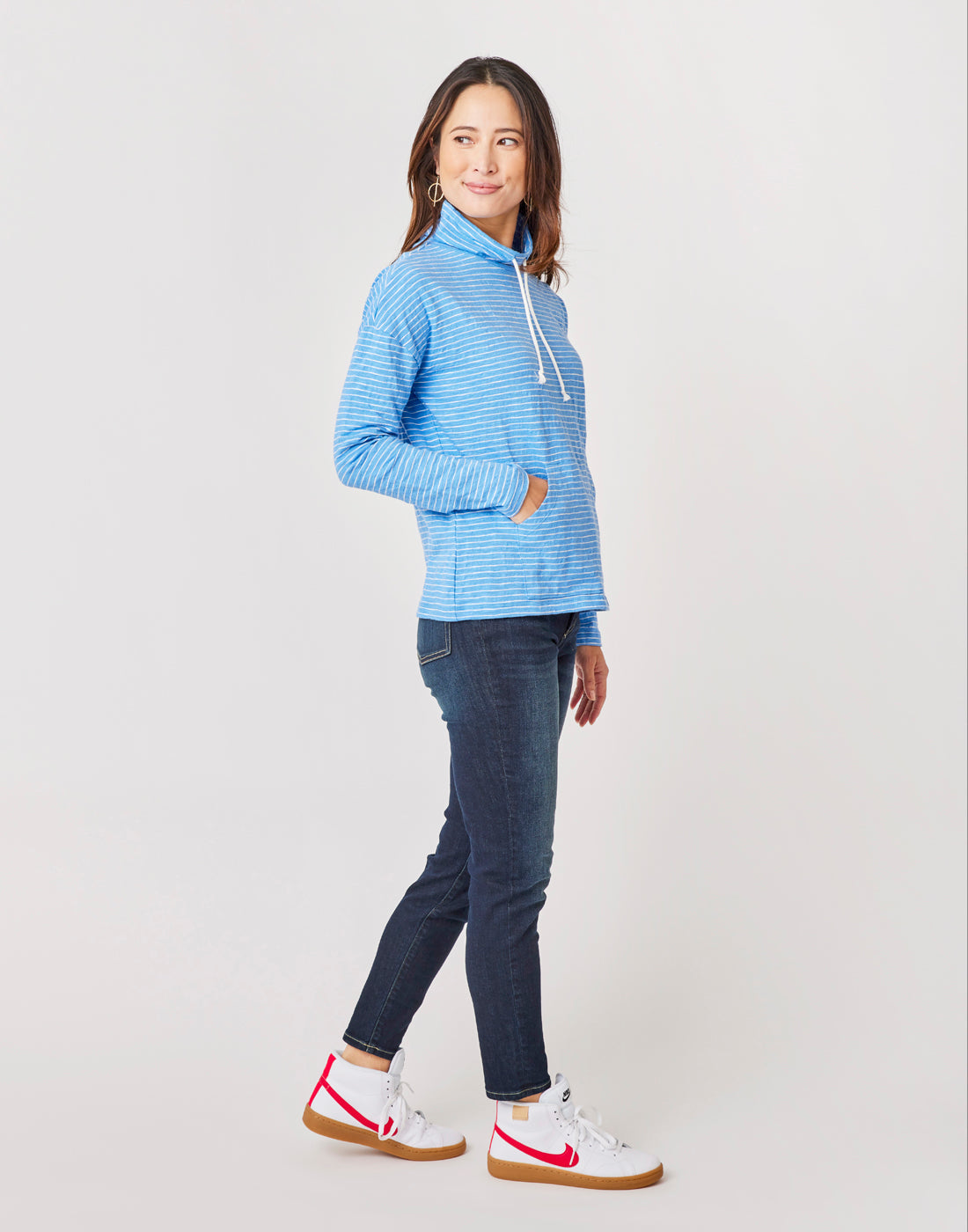 Bodie Funnel Neck: Bluebay Stripe