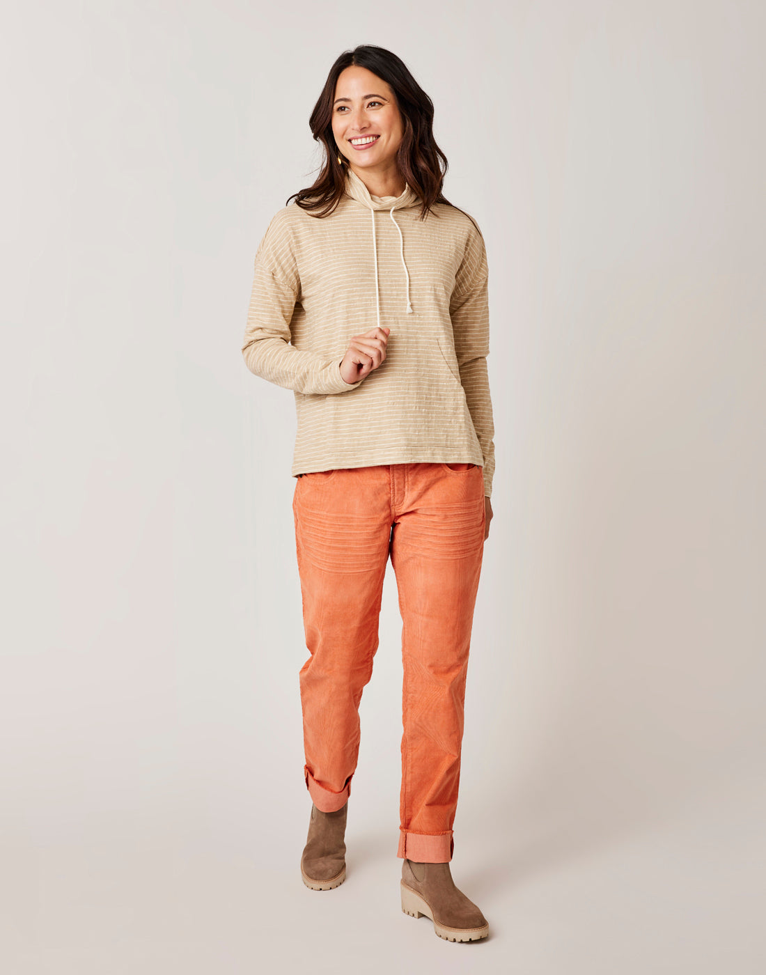 Bodie Funnel Neck: Lt. Khaki Stripe